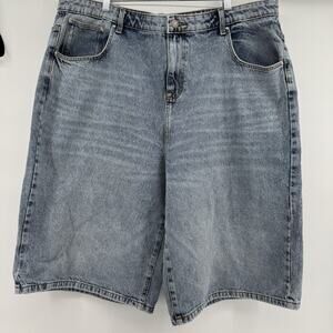 ASOS Design Men’s Baggy Shorts/Jorts Y2K 42” Light Wash Wide Leg 90s 100% Cotton